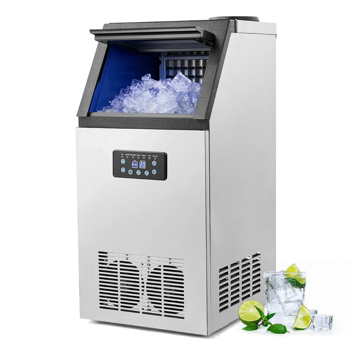 59kg/24h Macchina, 59 kg, display LCD, professionale, ristoranti, acciaio inox, per Casa Ufficio Ristorante Bar, CREWORKS