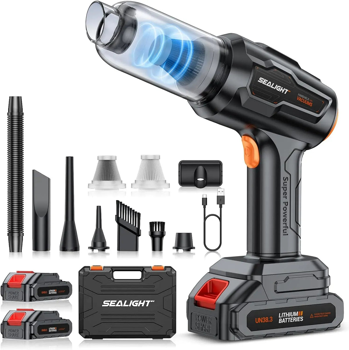 Aspirapolvere, SEALIGHT 9-in-1, argento, 2 Batterie Ricaricabili con Motore Senza Spazzole