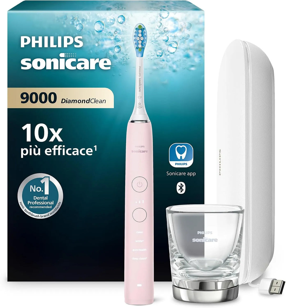 Philips HX9911/29 bicchiere, sensore, spazzolino da denti ricaricabile, pannello IPS, USB