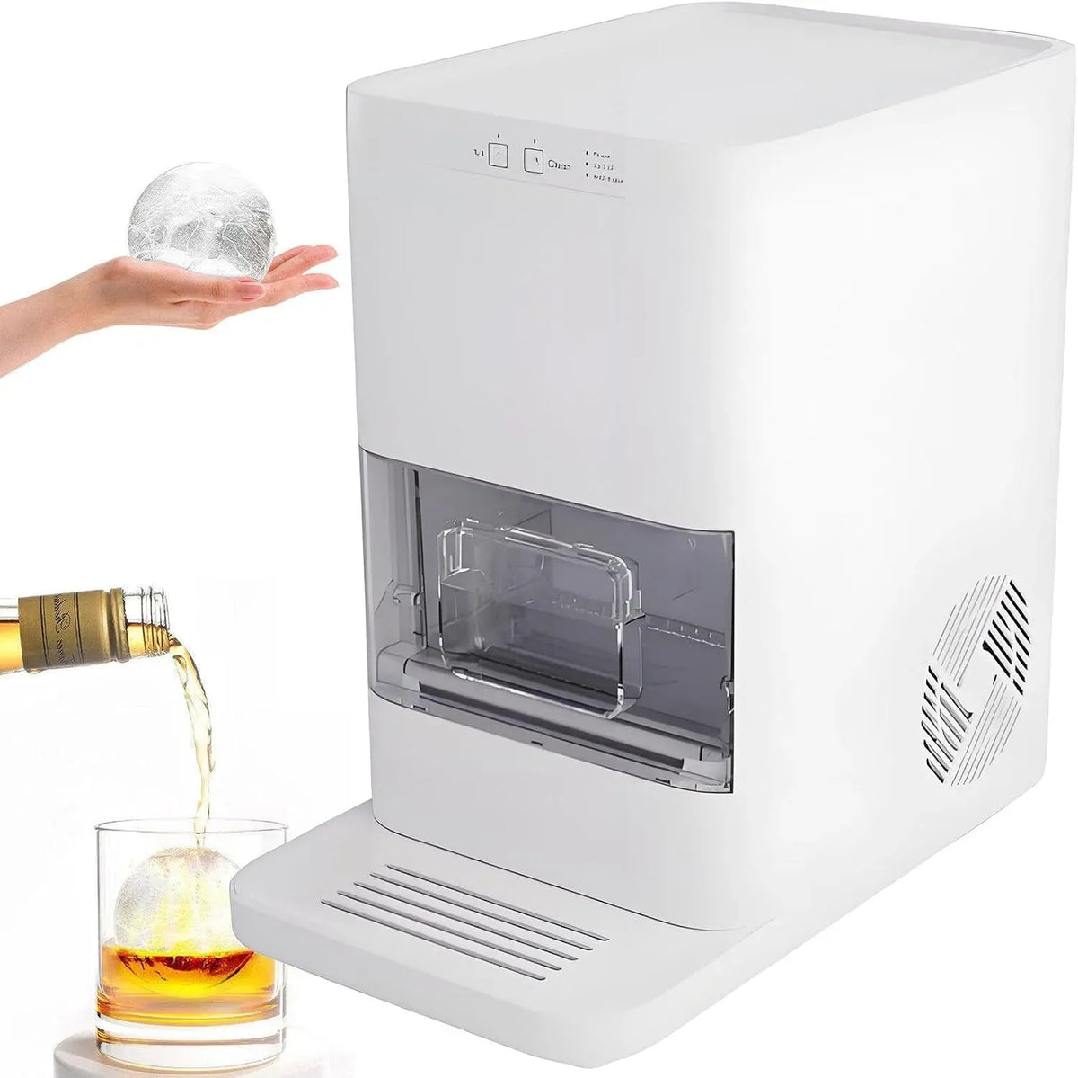 Macchina del ghiaccio, 1,2 L, ampio serbatoio, professionale, bianco, Serbatoio Acqua Integrato da 1,2L