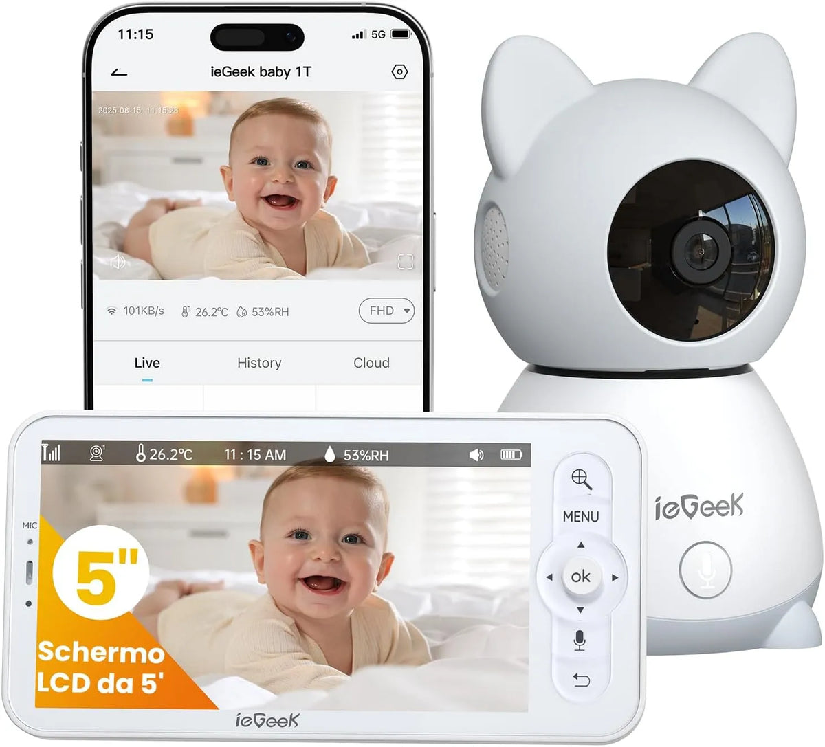 Monitor, ieGeek, Wi-Fi, app per dispositivi mobili, PTZ
