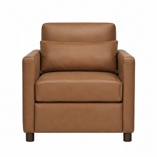 Poltrona in Pelle PU con Gambe in Legno