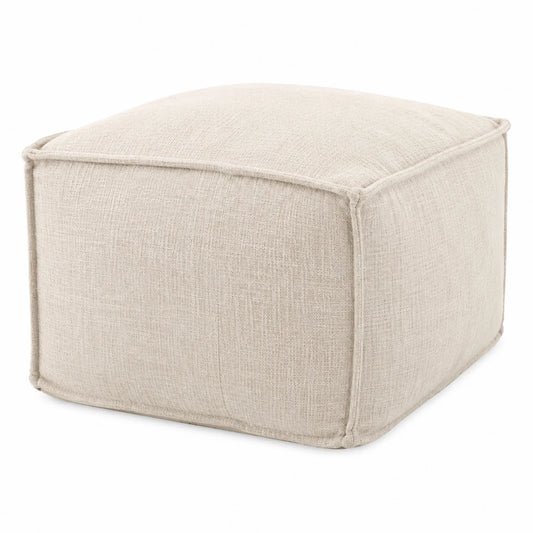 Pouf quadrato in lino beige 45x45x30 cm