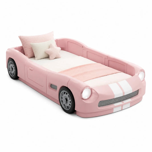 Letto per Bambini Forma Auto Rosa Legno e Plastica