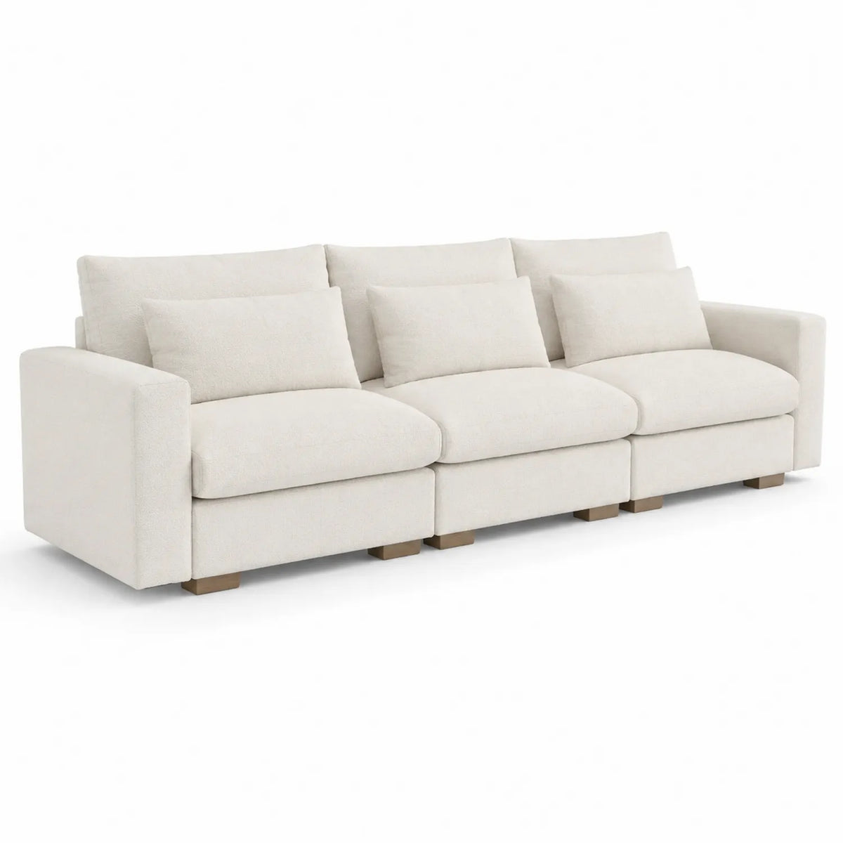 Divano a tre posti in tessuto poliestere beige