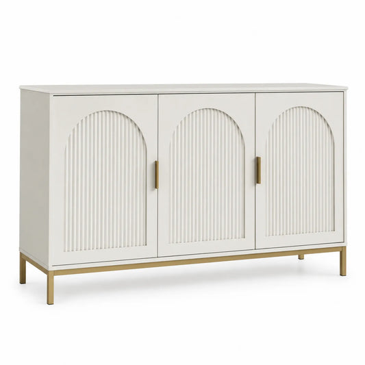 Credenza in Legno con 3 Ante e Struttura in Metallo
