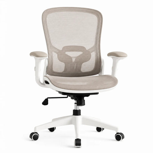 Sedia ergonomica in rete regolabile Bianco/Beige
