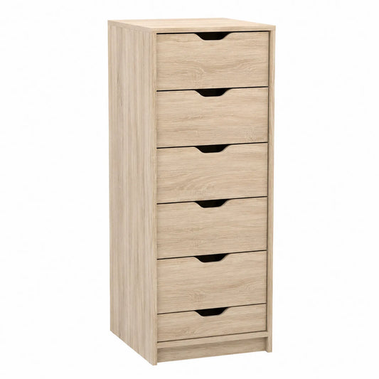 Cassettiera in legno con 5 cassetti colore Rovere 120x40x30 cm