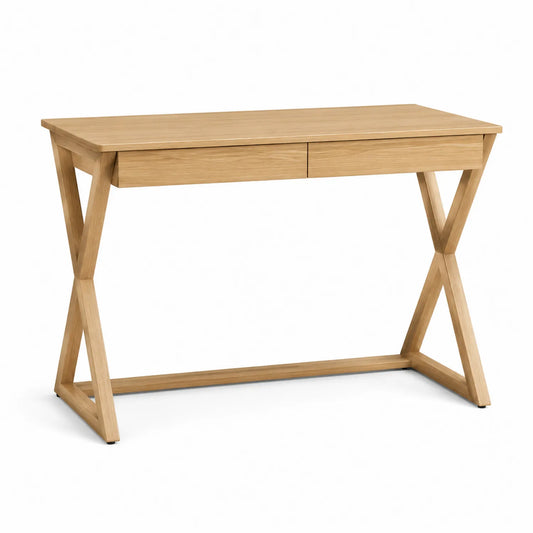 Scrivania in legno massello con due cassetti 120x60x75 cm