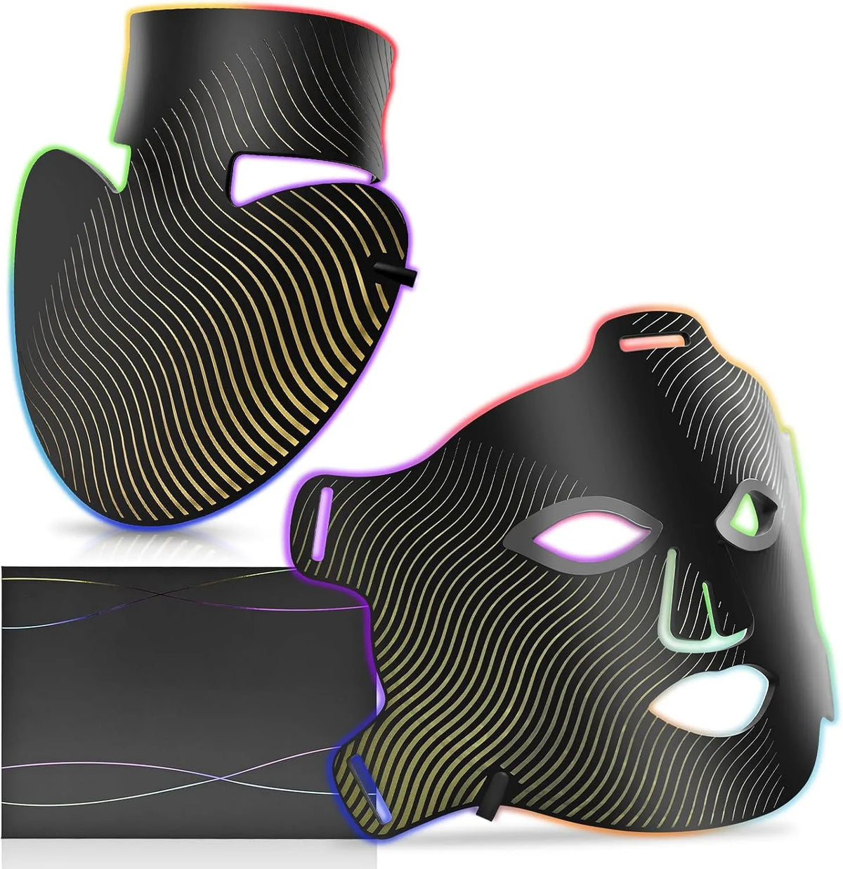 in silicone, Maschera per la terapia della luce a LED per viso e collo, 4 modalità, con luce rossa, maschera viso a infrarossi con terapia a luce