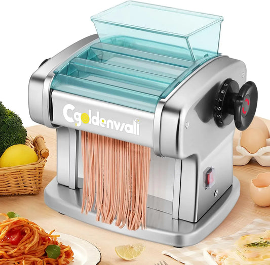 Macchina per pasta, 135 W, macchina per tagliatelle, CGOLDENWALL 2.5mm/4mm 0.5-, acciaio inox, Acciaio Inox per Tagliatelle Fresca Fatta in Casa