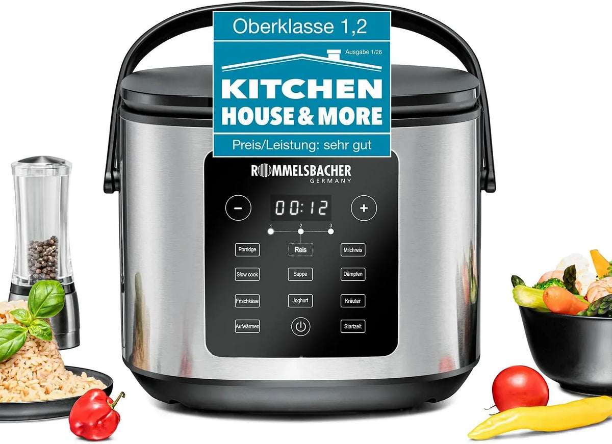 Rommelsbacher MRK 950 cuociriso, cuociriso elettrico, 3,5 L, 12 programmi, effetto 3D, funzione riscaldante, per 16 porzioni di riso