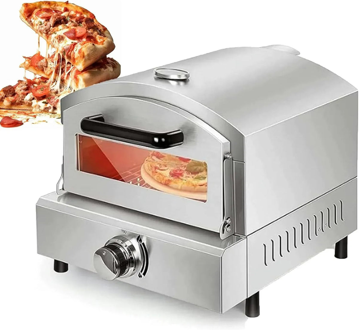 Forno elettrico per pizza, portatile, pietra refrattaria, acciaio inox