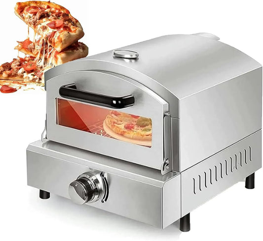 Forno elettrico per pizza, portatile, pietra refrattaria, acciaio inox