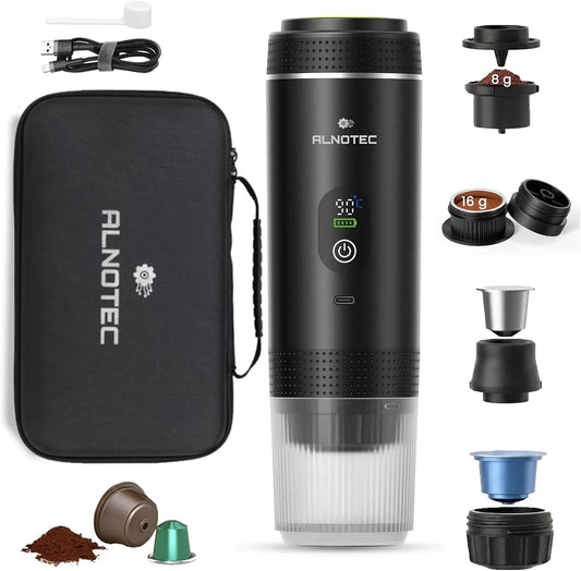 Macchina da caffè, portatile, USB, 3 in 1 compatibile capsule NES®, 2 Adattatori Caffè Macinato 8 g e 16 g, LED, DG® e Caffè Macinato