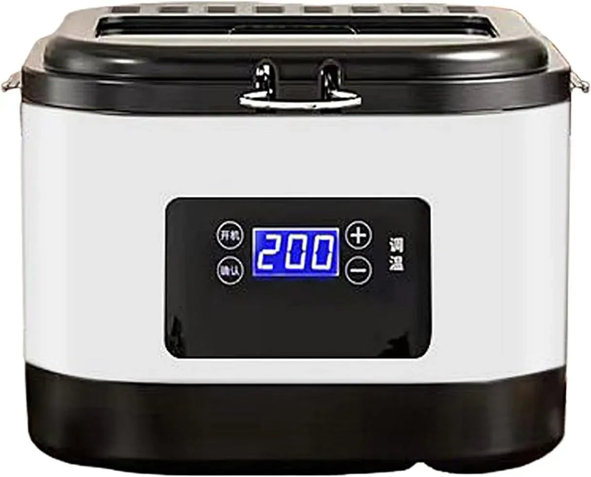 Friggitrice Elettrica ad Olio 1000W, White, per Uso Domestico, Friggitrice ad Olio Chiusa 5 Litri con Cestello per Friggere, Controllo Della