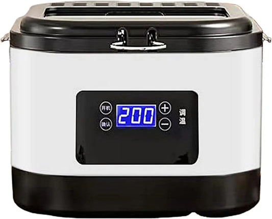 Friggitrice Elettrica ad Olio 1000W, White, per Uso Domestico, Friggitrice ad Olio Chiusa 5 Litri con Cestello per Friggere, Controllo Della