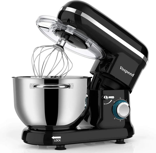 Robot da cucina, 6.2 L, 1500 W, Vospeed, professionale, acciaio inox, nero, Ciotola di Acciaio Inossidabile, Impastatrice Planetaria 6