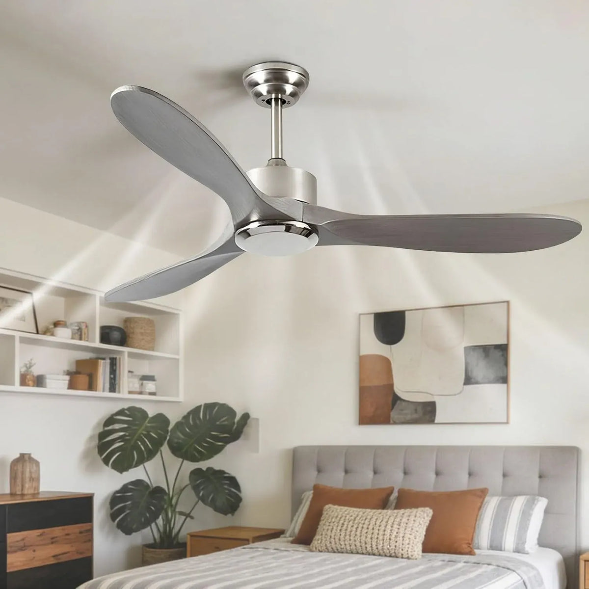 Ventilatore, 6 velocità, ventola per circolazione dell'aria, Ventilatore da soffitto Intelligente Moderno con Telecomando/App/Controllo vocale