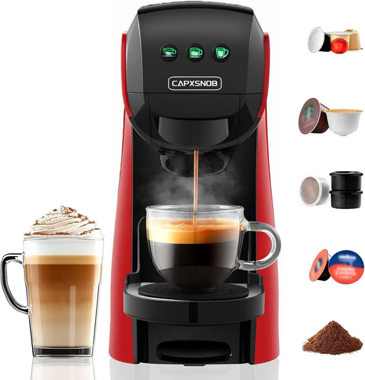 Nespresso Warriors1 5in1 Macchina da caffè, 0,8 L, 20bar, FAP Espresso Point e Caffè Macinato