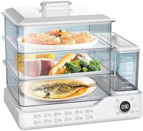 cereali bianchi, cottura sana per verdure, per spegnimento automatico, Vaporiera elettrica a 3 livelli da 24 litri con serbatoio dell'acqua separato