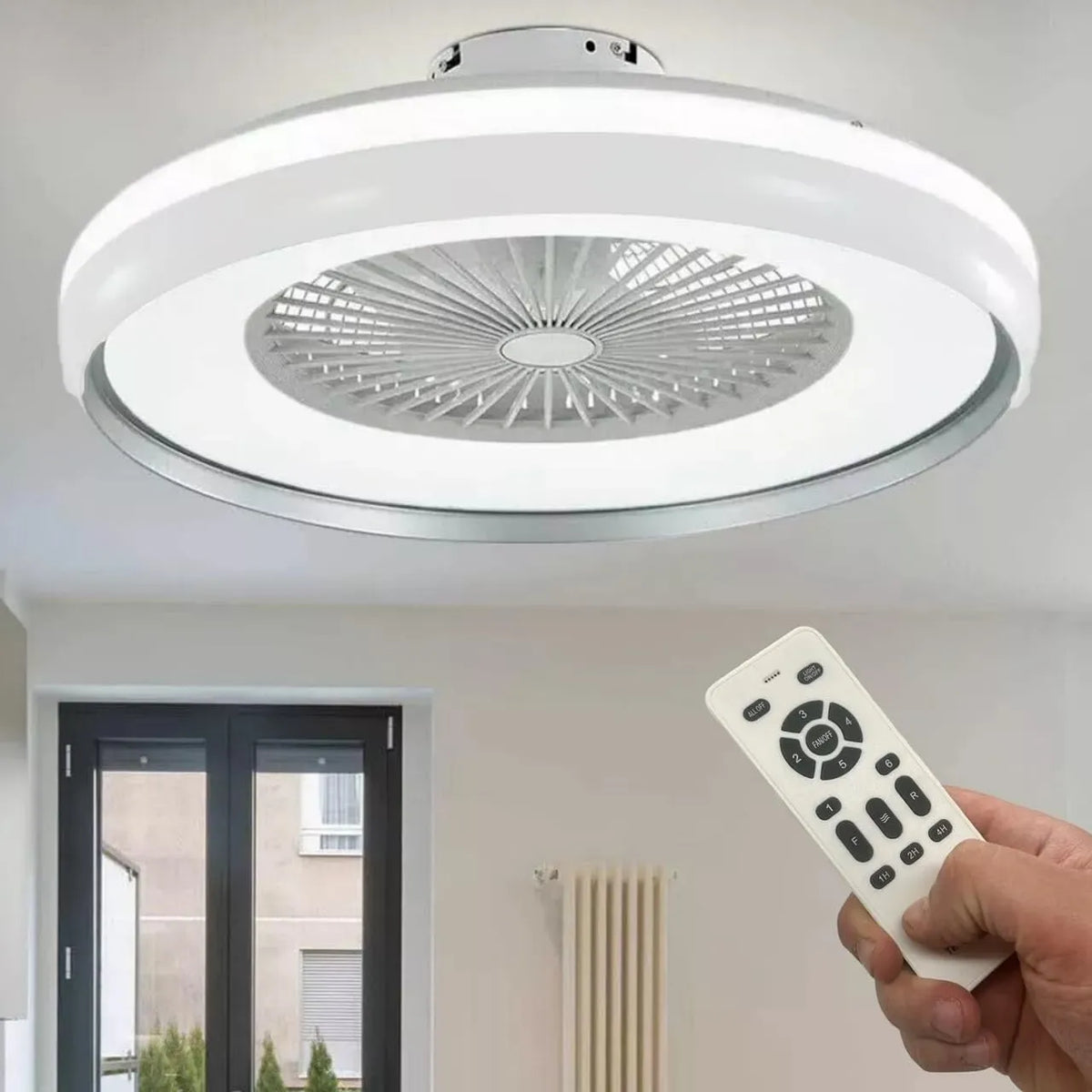Ventilatore, 62 W, decorazione del soggiorno, bianco, dimmerabile 62W per interni casa cucina soggiorno