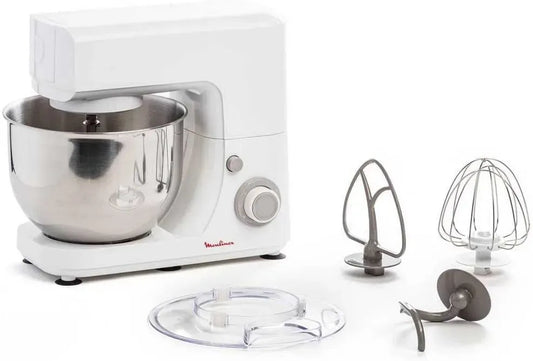 Moulinex QA1501 Macchina per il pane, 4.8 L, 800 W, panificatrice, pizza, acciaio inox, bianco, Robot da Cucina in Acciaio Inox a 6 Velocità