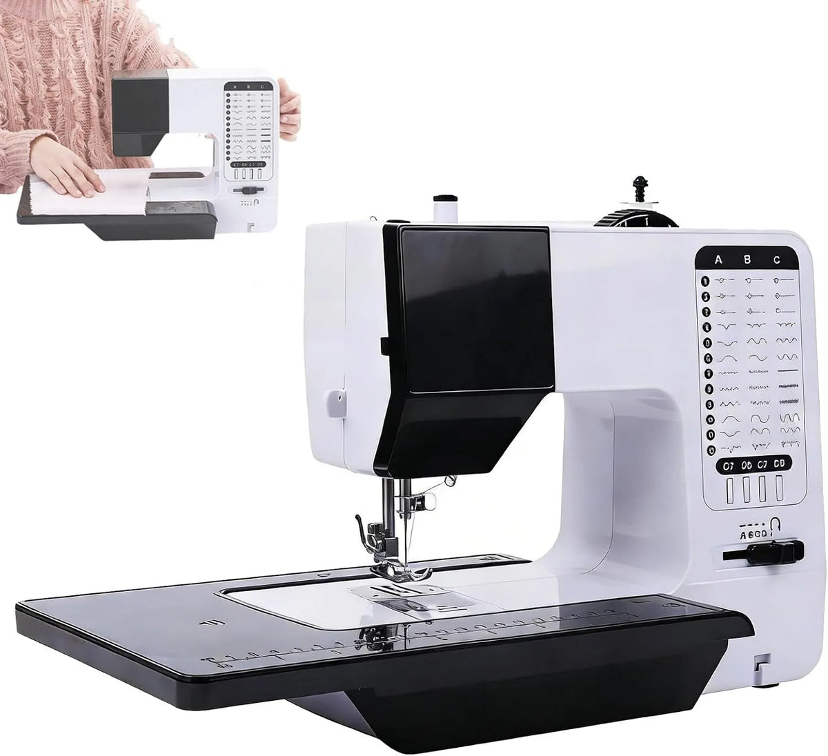 Macchina da cucire, tavolo, macchina per cucito elettrica, portatile, industriale, per riparare e progetti di cucito