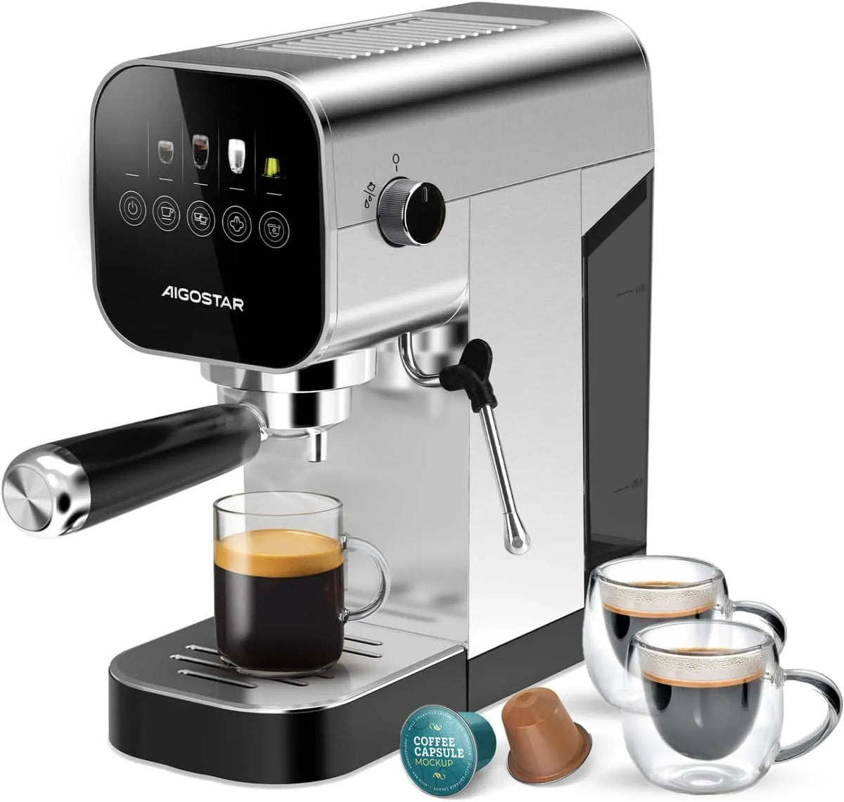 macchina da caffè elettrica, 0,9 L, 20 Bar, per Capsule e Caffè Macinato