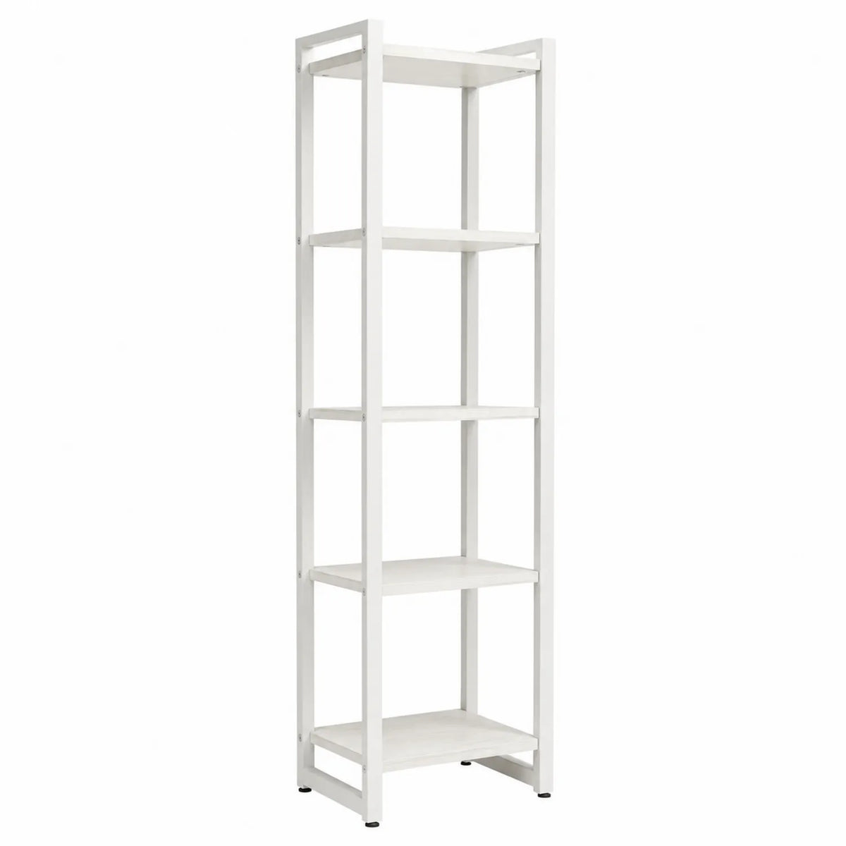 Scaffale a 5 Ripiani in Legno Bianco 180x40x35 cm