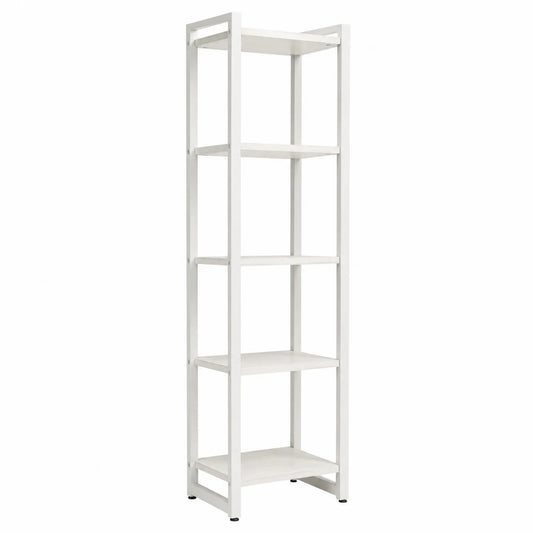Scaffale a 5 Ripiani in Legno Bianco 180x40x35 cm
