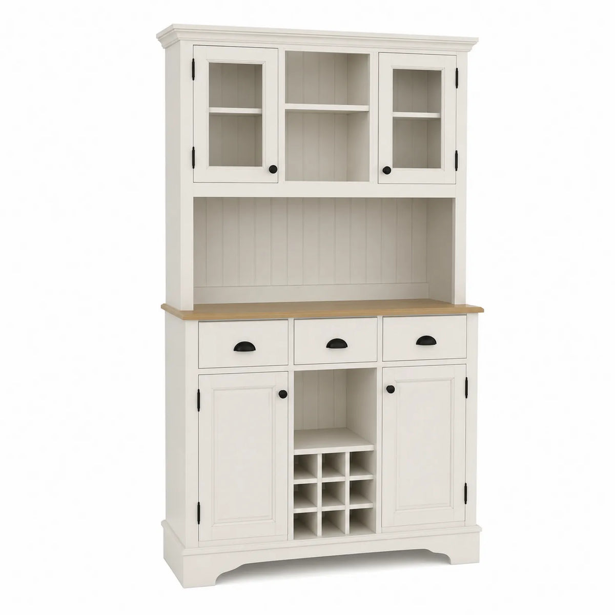 Credenza in Legno MDF con Vetrine e Ripiani