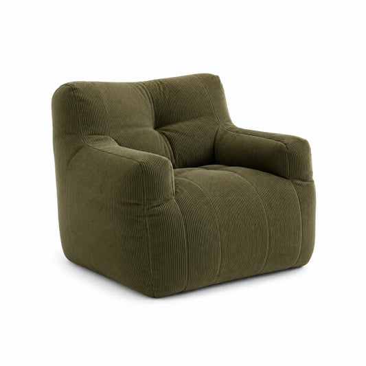 Poltrona in Velluto a Coste Verde Oliva 100x90x80cm