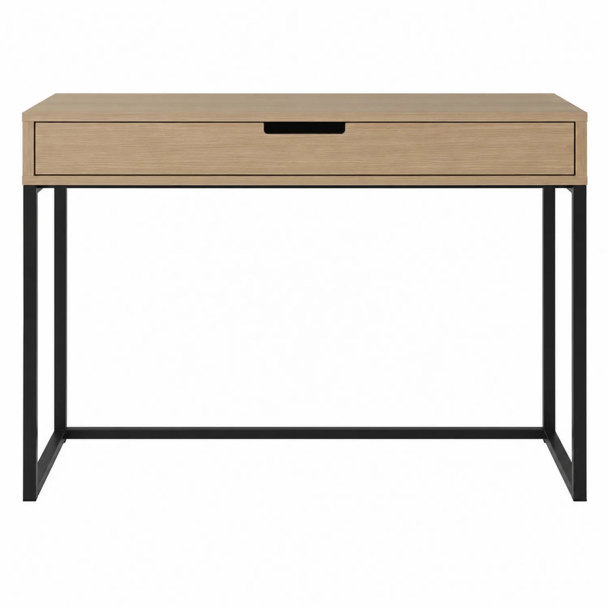 Scrivania rettangolare in legno e metallo nero con cassetto 100x45x76 cm