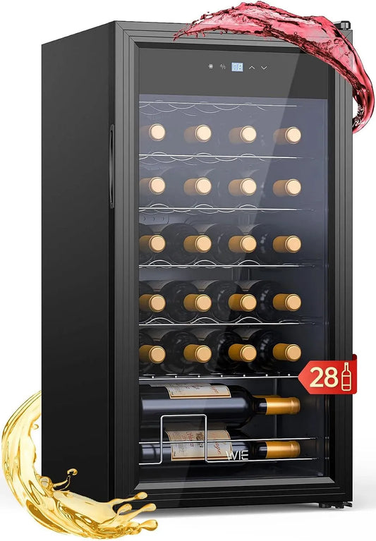 Cantinetta vino, 82 L, 28 bottiglie, 5 a 18 °C, WIE, 2 zone di temperatura, illuminazione LED, touch, Vetri Anti UV, Touch Control