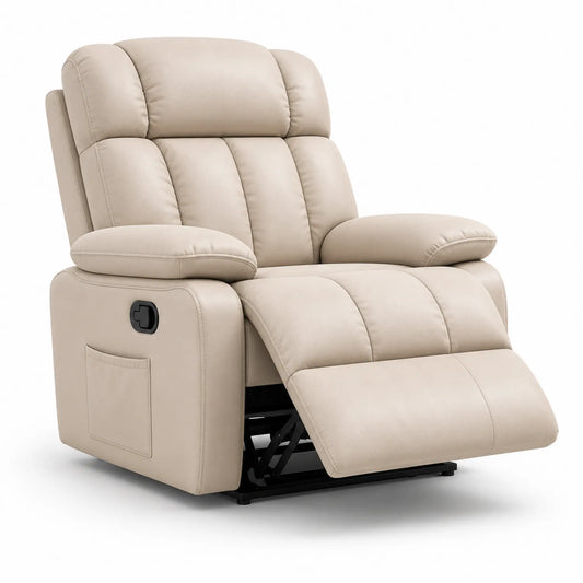 Poltrona Reclinabile in Pelle Sintetica Beige