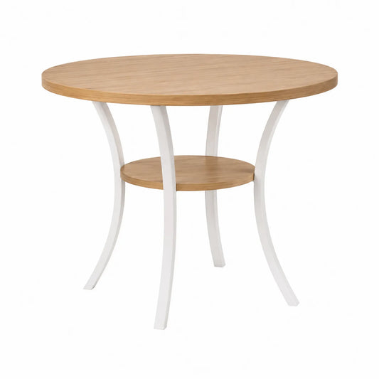 Tavolo da pranzo rotondo in MDF con gambe in metallo bianco 75x90 cm