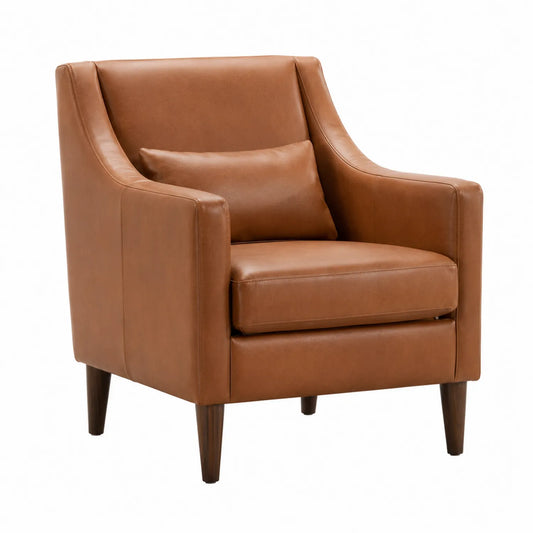 Poltrona in Pelle Sintetica Marrone con Cuscino
