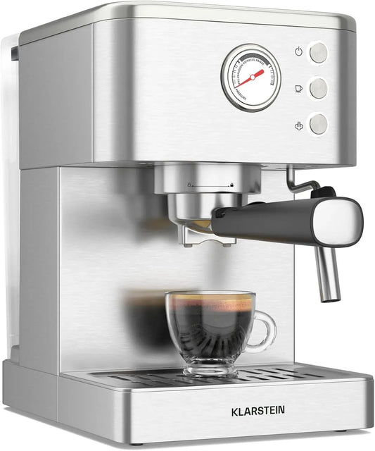 Klarstein Montalatte, 1,5 L, 1350 W, cappuccinatore, acciaio inox, 20 Bar, Acciaio Inossidabile