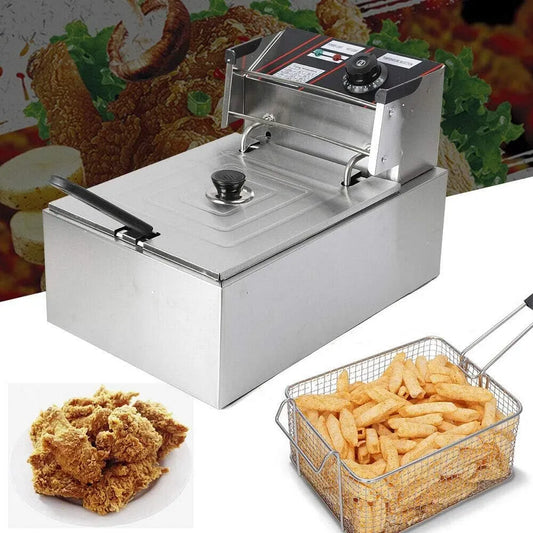 Friggitrice elettrica in acciaio inox, friggitrice multifunzione, per friggitrice professionale, 2500 W, 5,5 l, termostati in acciaio inox, con