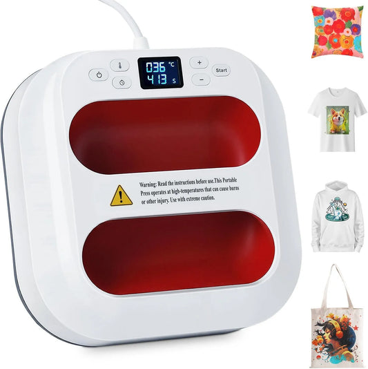 Pressa, 22,5 x 22,5 cm, portatile, timer, rosso, per trasferimento portatile