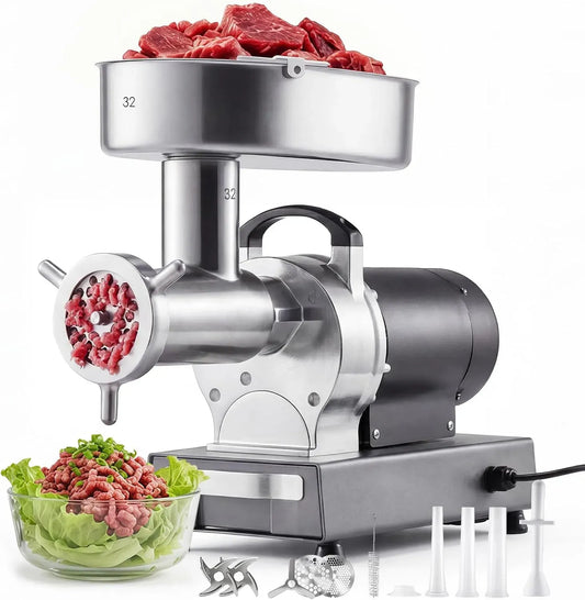 VEVOR Cucina Commerciale Ristorante Hotel, Tritacarne Elettrica 1100 W da Cucina, 595 x 280 x 500 mm, Tritacarne Capacità 9,5 kg/min Corpo in Acciaio