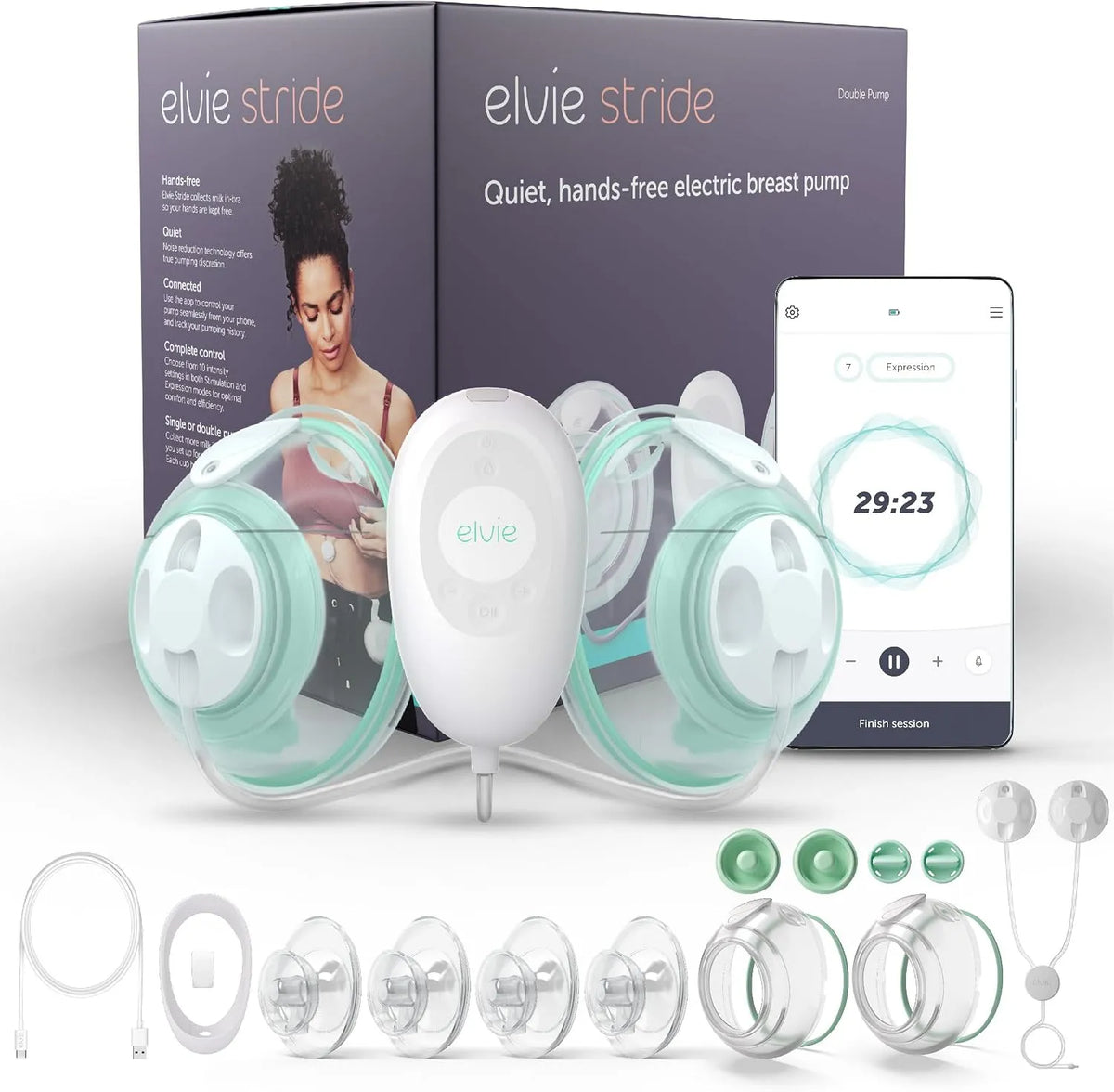 Tiralatte, pompa per latte materno, tiralatte elettrico, Elvie Stride Hospital-Grade Tiralatte controllato da app