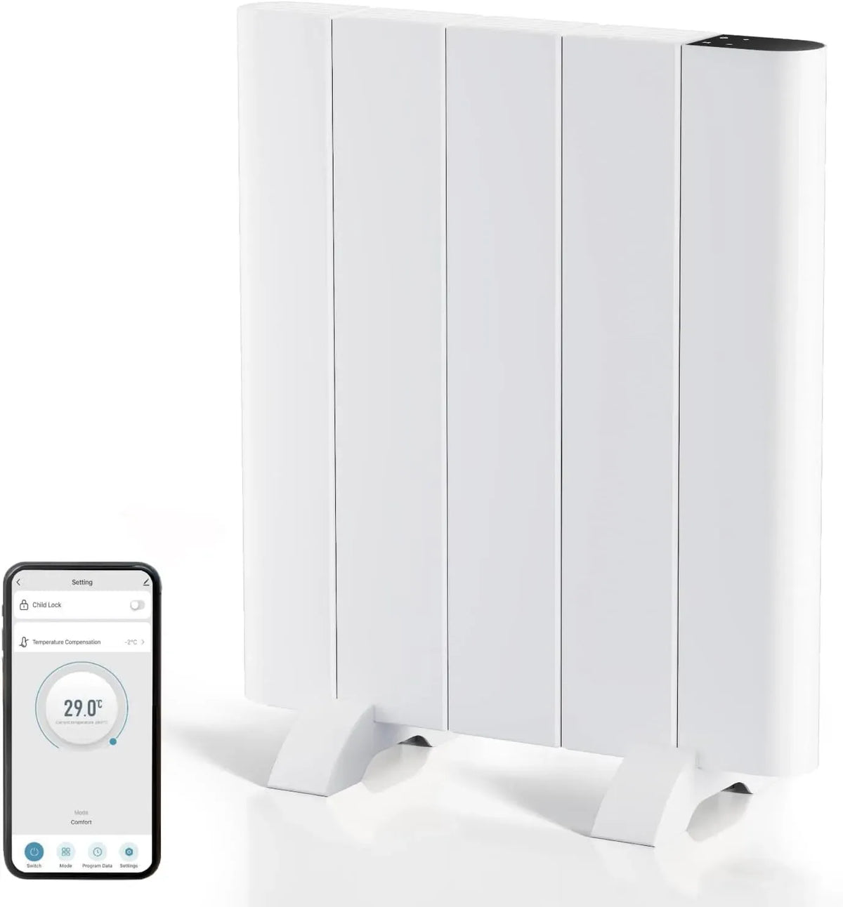 Termoventilatore, 700 W, EMKE, montaggio a parete, timer, display LCD, Riscaldamento elettrico 700 W
