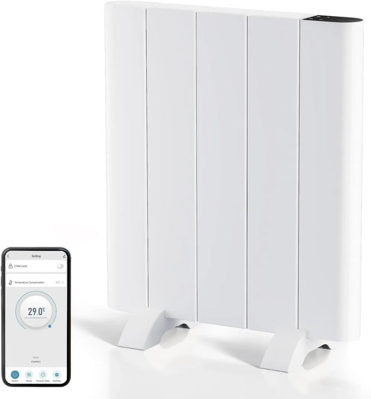 Termoventilatore, 700 W, EMKE, montaggio a parete, timer, display LCD, Riscaldamento elettrico 700 W
