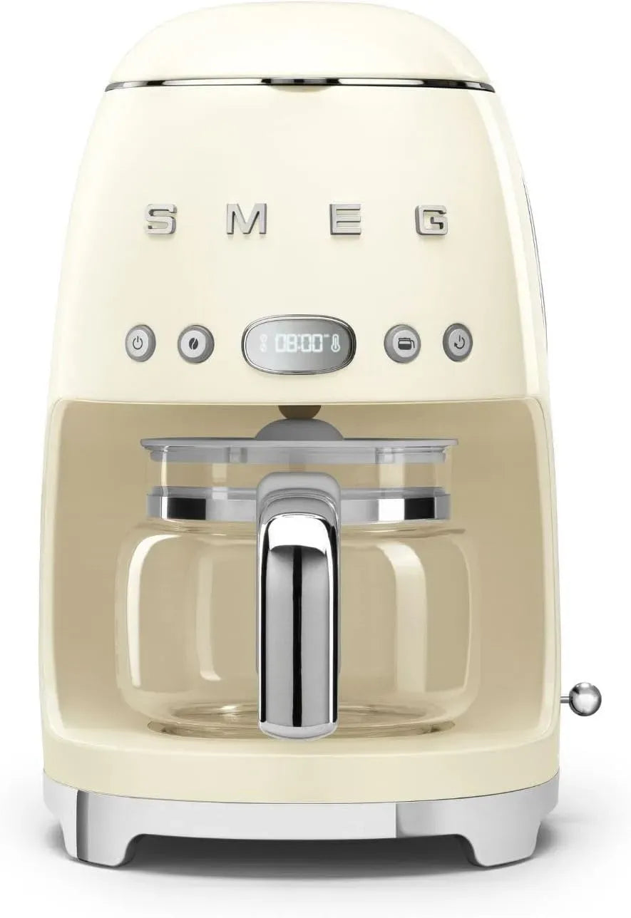 Smeg DCF02CREU Macchina da caffè, 1050 W, Caraffa in Vetro Fino a 12 Tazze, 2 Livelli di Intensità