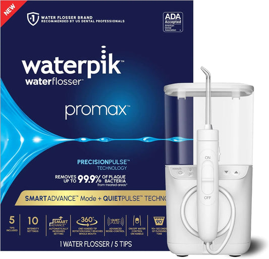 impianti ADA, Waterpik Promax, Idropulsore con modalità SmartAdvance per la salute quotidiana delle gengive e la pulizia dei denti, apparecchi
