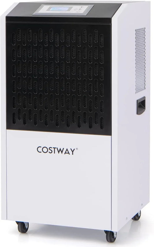 Deumidificatore, 118 L, COSTWAY 24H, ruote di trasporto, timer, industriale, professionale, bianco