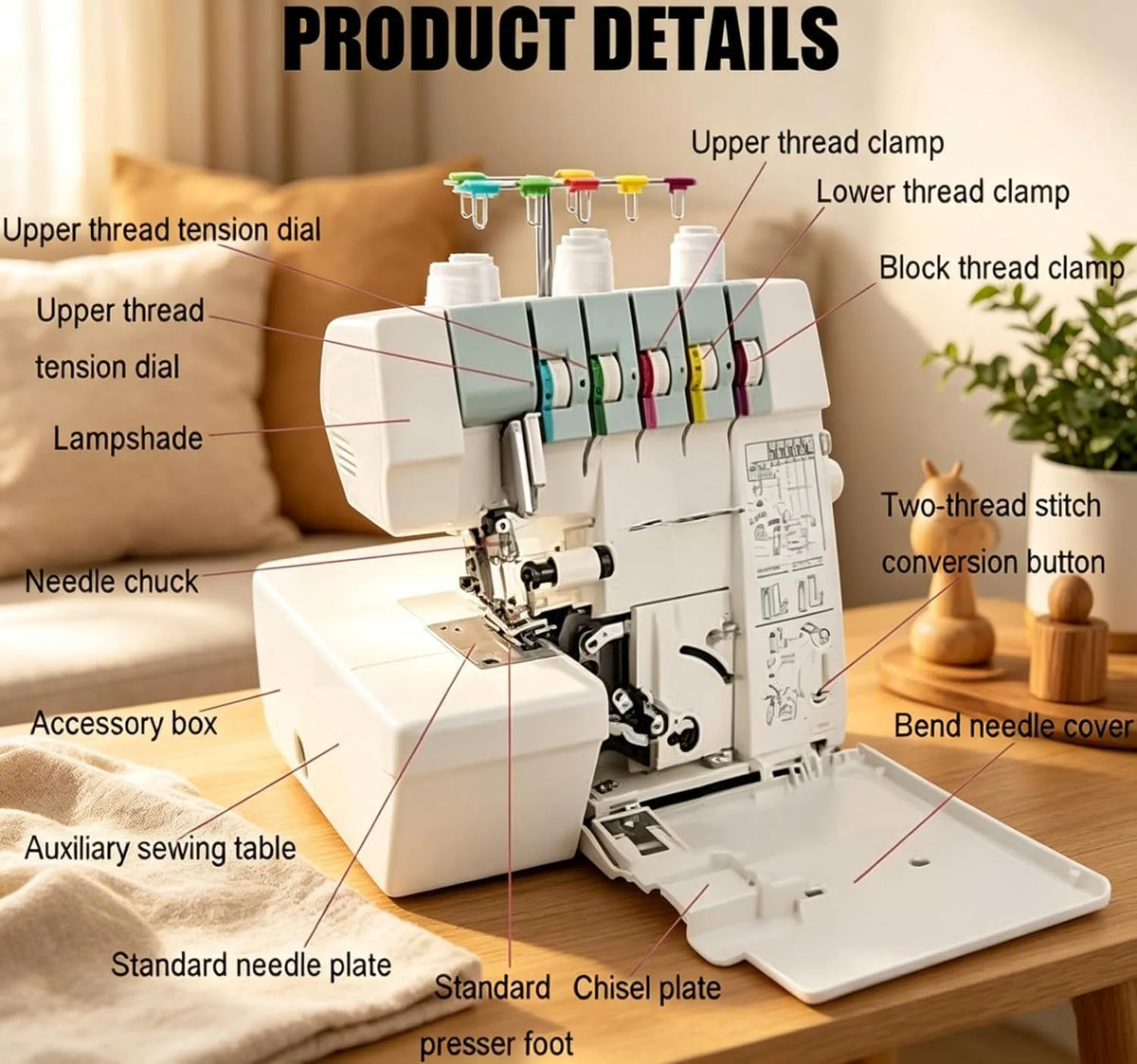 Macchina da cucire, copertura, macchina per cucito elettrica, professionale, per punto di copertura e overlock con funzione di punto