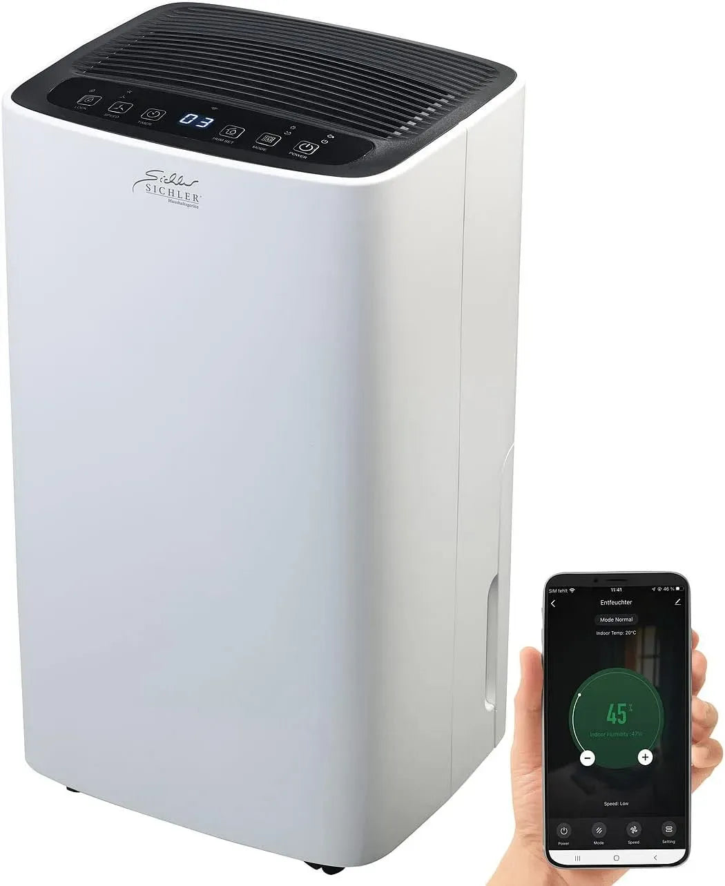 Deumidificatore LFT-300.app, 2 L, timer, ampio serbatoio, timer 12 h, 12 L/giorno